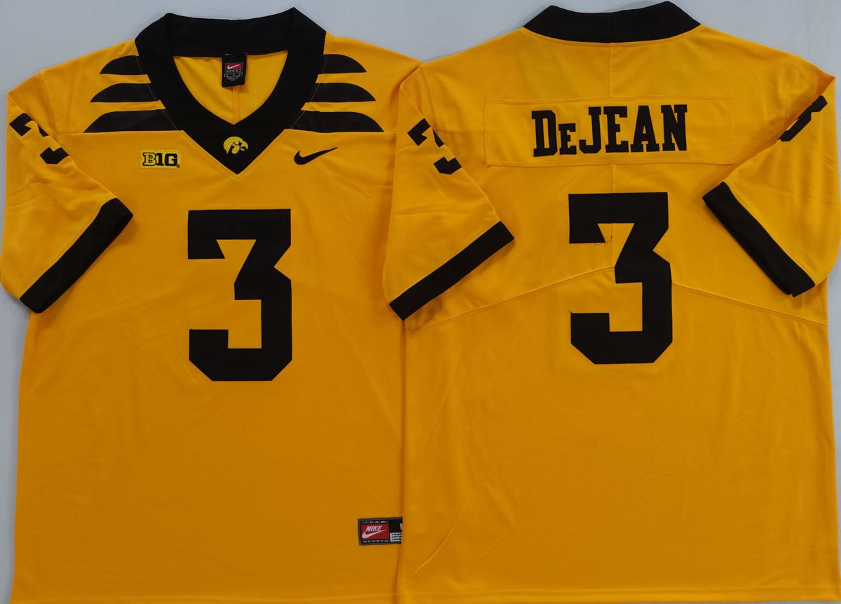 Custom Cooper DeJean #3 Iowa Hawkeyes Black Gold White Limited Football Jersey -All Stitched