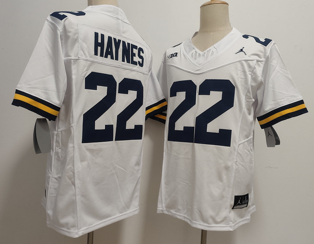 Custom Justice Haynes #22 Michigan Wolverines Maize Navy White Limited Football Jersey -All Stitched