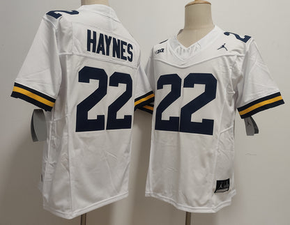 Custom Justice Haynes #22 Michigan Wolverines Maize Navy White Limited Football Jersey -All Stitched