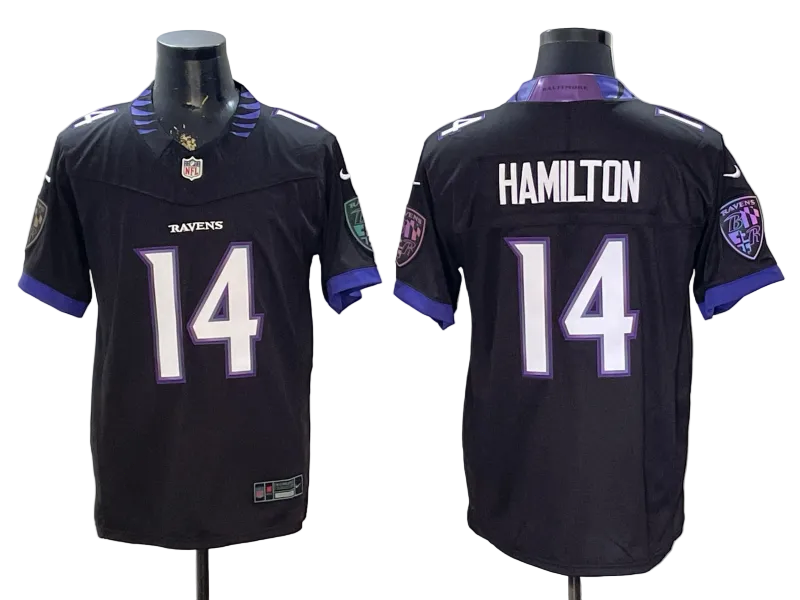 Custom Kyle Hamilton White Black Purple Alternate Limited Football Jersey -All Stitched