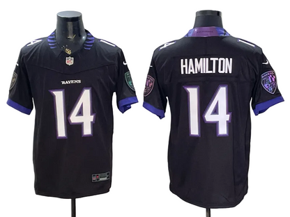 Custom Kyle Hamilton White Black Purple Alternate Limited Football Jersey -All Stitched