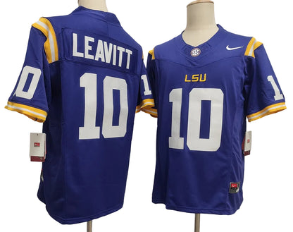 Custom Sam Leavitt #10 LSU Tigers White Purple Limited Football Jersey -All Stitched