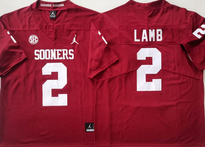 Men's CeeDee Lamb #2 Oklahoma Sooners Crimson Vapor Red White Football Jersey -All Stitched