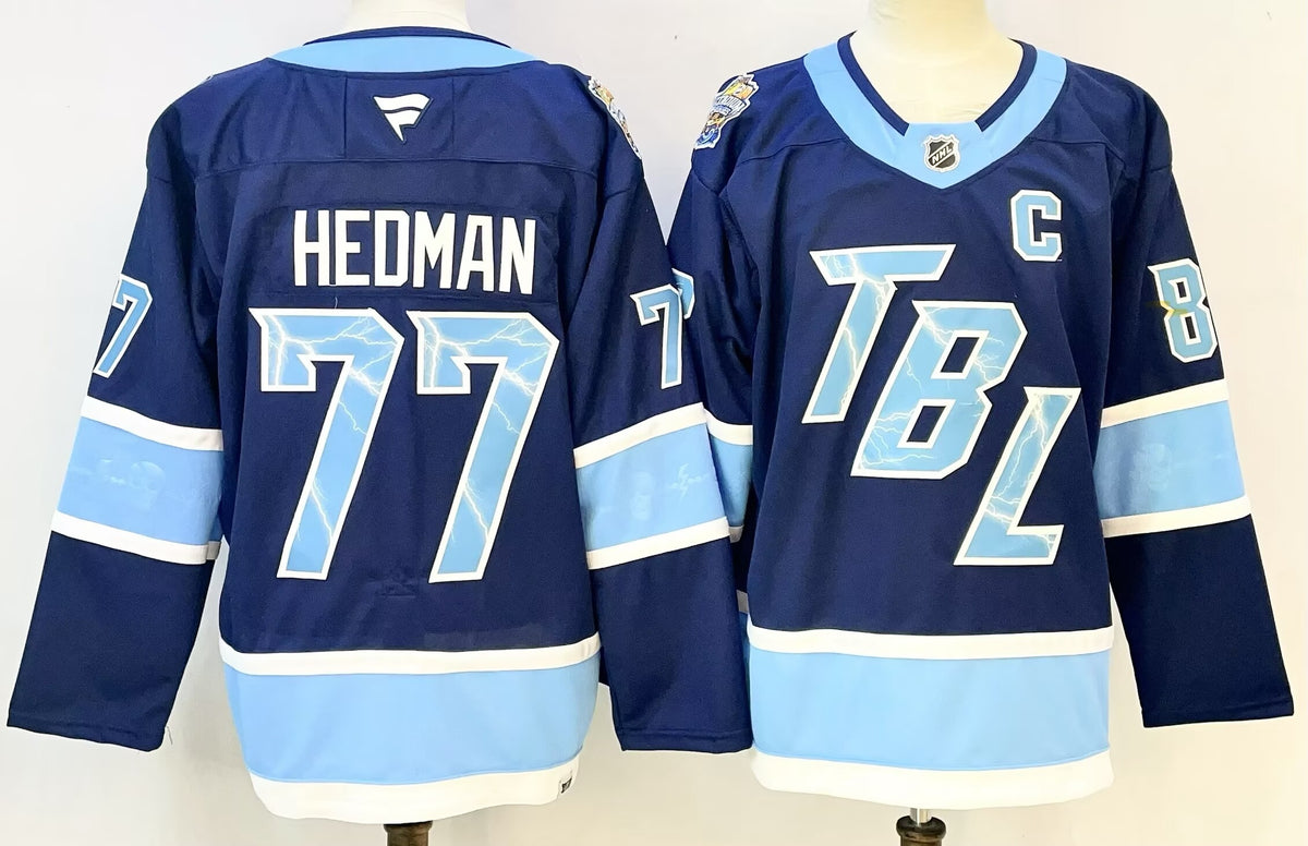 Custom Nikita Kucherov Blue Lightning 2026 Stadium Series Hockey Jersey -All Stitched