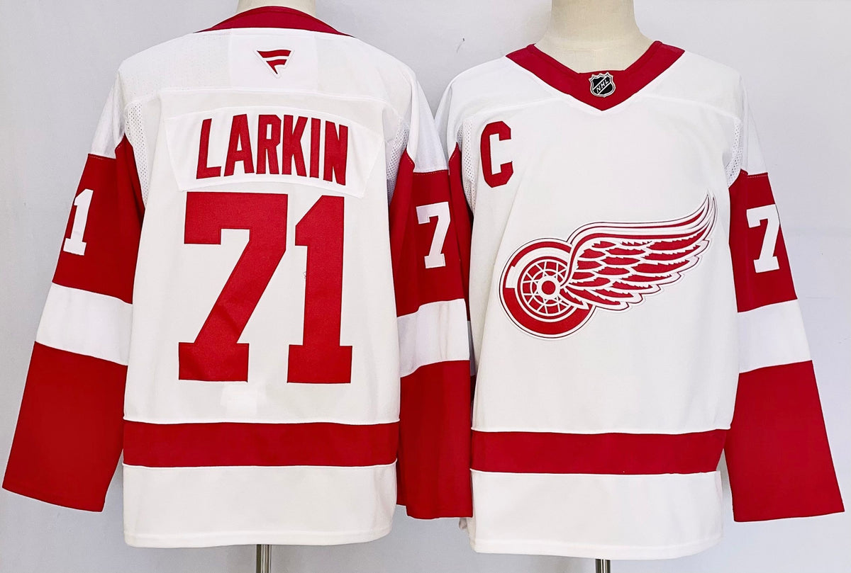 Custom Dylan Larkin Red Wings Away Premium White Hockey Jersey -All Stitched