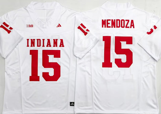 Men's Fernando Mendoza #15 Indiana Hoosiers White Vapor Jersey -All Stitched
