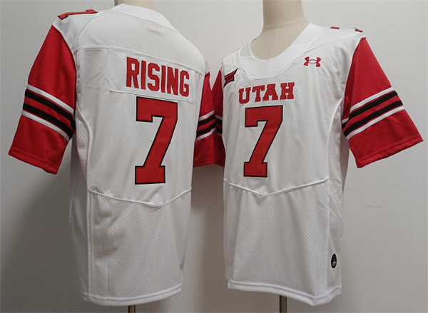 Custom Cameron Rising #7 Utah Utes Red White Black Limited Football Jersey -All Stitched