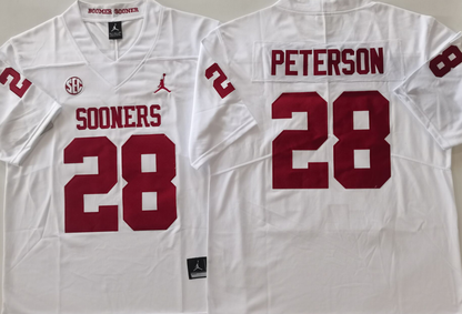 Custom Adrian Peterson #28 Oklahoma Sooners Crimson Black White Limited Football Jersey -All Stitched