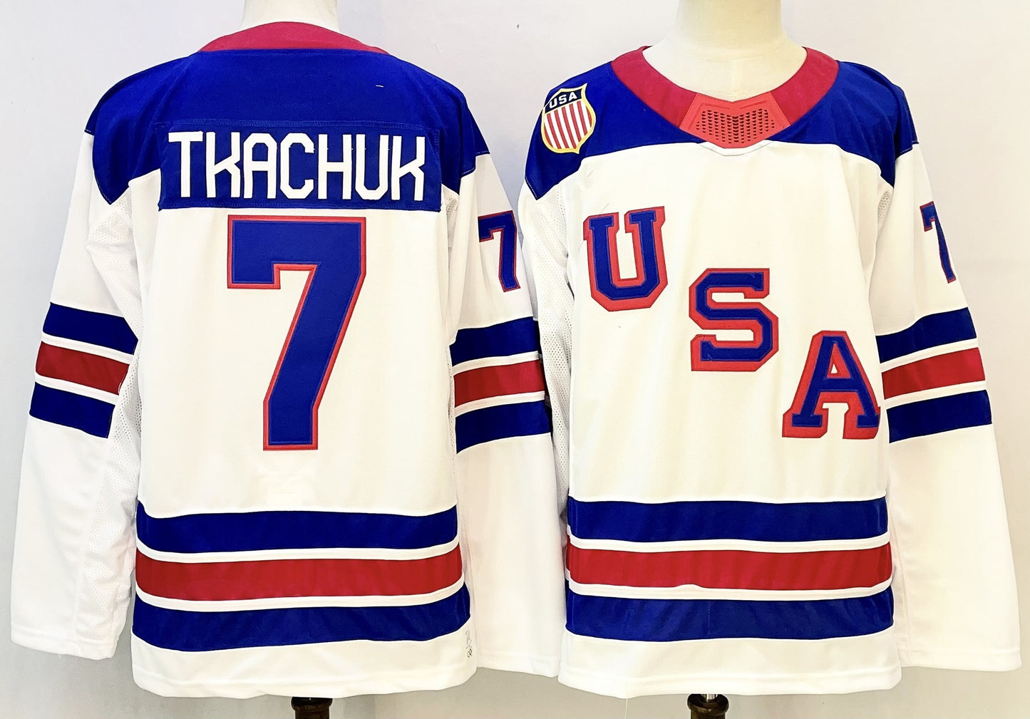 Custom 2026 USA White Royal All Stitched Hockey Jersey