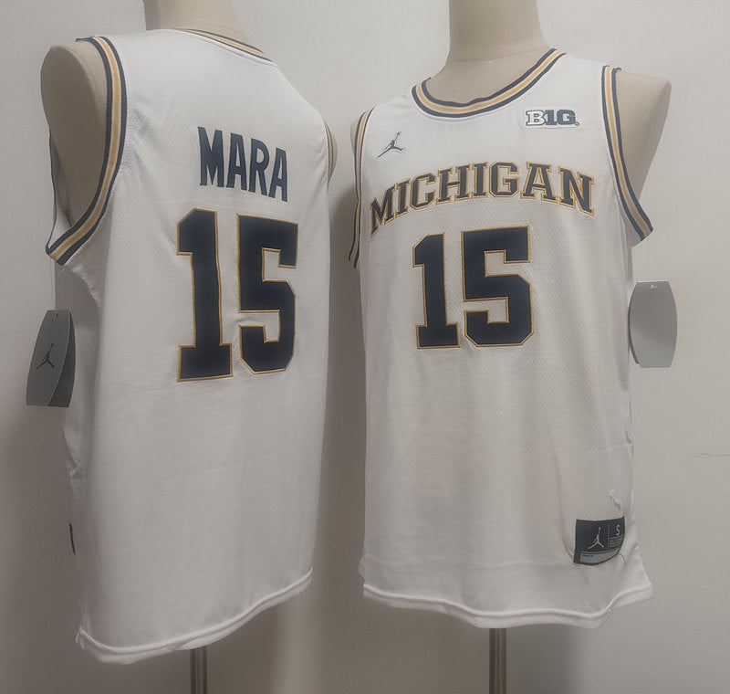 Custom Aday Mara #15 Wolverines Gold Navy White Navy Black Rebel Edition Victory Basketball Jersey -All Stitched