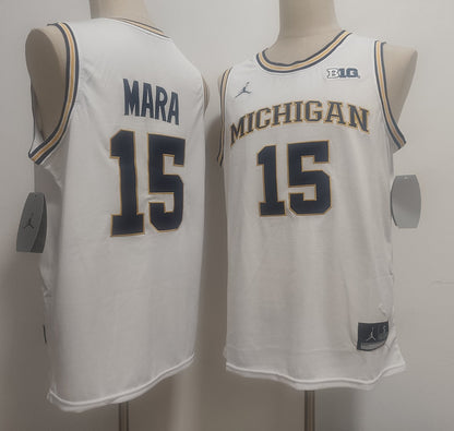 Custom Aday Mara #15 Wolverines Gold Navy White Navy Black Rebel Edition Victory Basketball Jersey -All Stitched