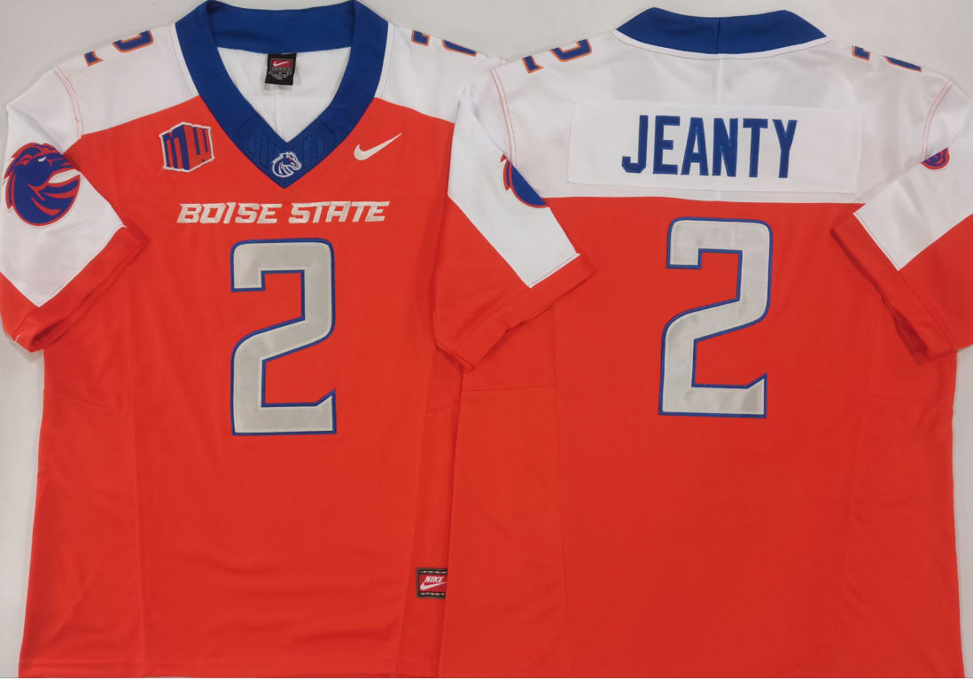 Custom Ashton Jeanty #2 Boise State Broncos Orange Royal White Black Limited Football Jersey -All Stitched