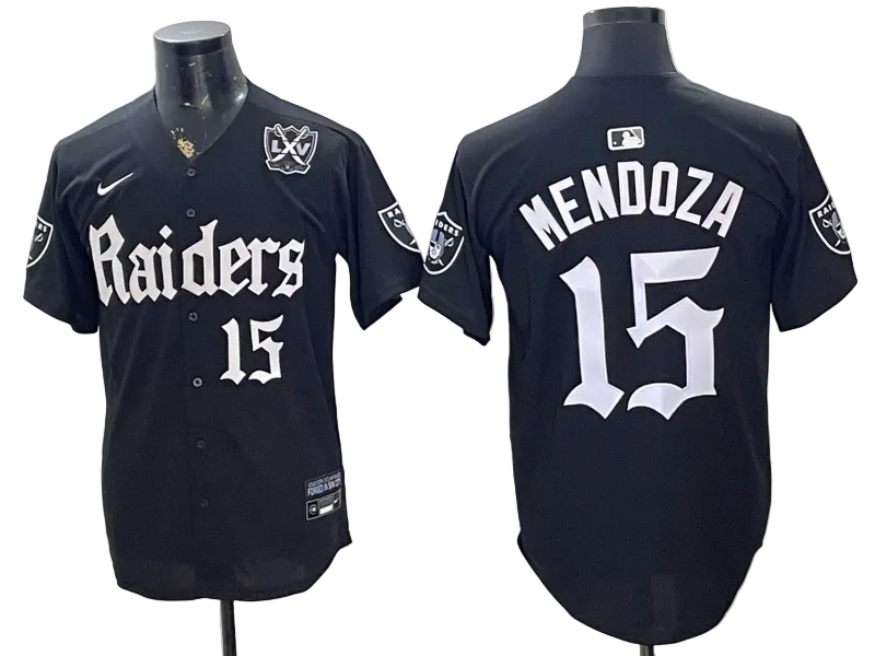 Custom Fernando Mendoza Raiders Black White Gray 250 USA Limited Baseball Jersey -All Stitched