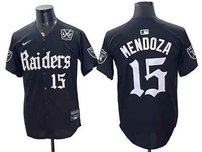 Custom Fernando Mendoza Raiders Black White Gray 250 USA Limited Baseball Jersey -All Stitched