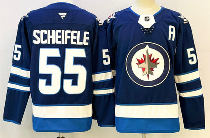 Custom Jets Navy Hockey Jersey -All Stitched