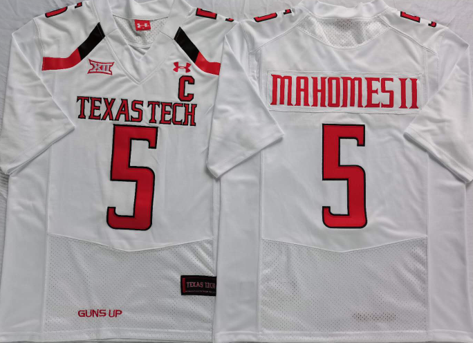 Custom Patrick Mahomes #15 Texas Tech Red Raiders Gray Black White Red Limited Football Jersey -All Stitched