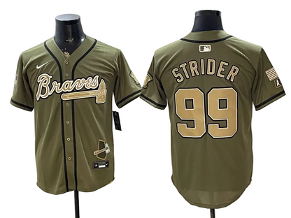 Custom Braves Olive 2026 Armed Forces Day Baseball Jersey -All Stitched