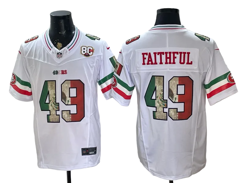 Custom Fred Warner 49ers Mexico Black White Limited Football Jersey -All Stitched