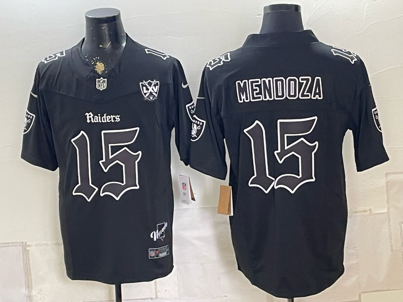Custom Fernando Mendoza Raiders Black White Mexico Limited Baseball Jersey -All Stitched