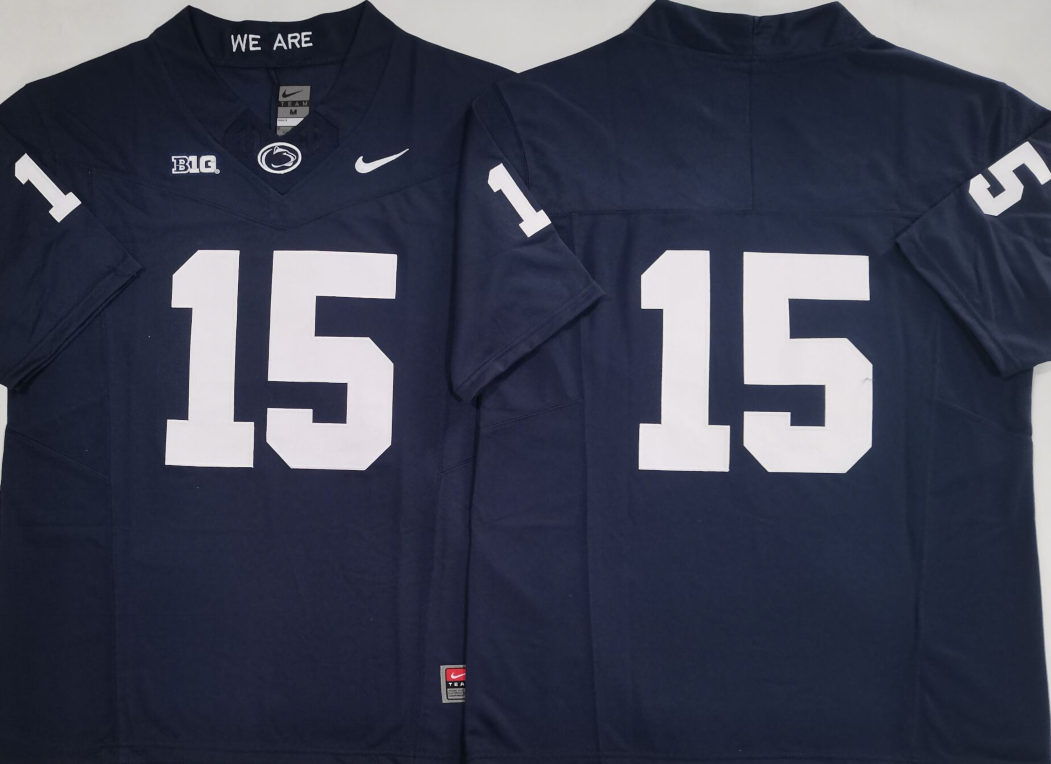 Men's #15 Penn State Nittany Lions Vapor Navy White Football Jersey -All Stitched