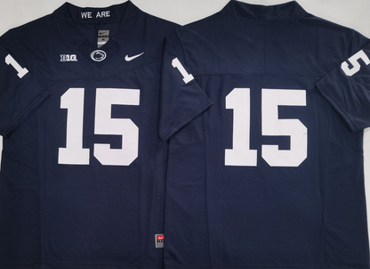Men's #15 Penn State Nittany Lions Vapor Navy White Football Jersey -All Stitched