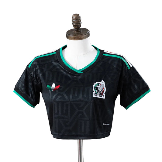 Women's Mexico 2026 Third Away Black Cropped Soccer Jersey