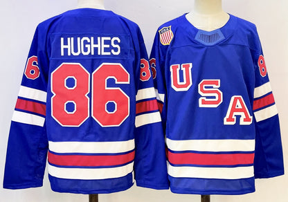 Custom 2026 USA White Royal All Stitched Hockey Jersey