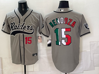Custom Fernando Mendoza Raiders Black White Mexico Limited Baseball Jersey -All Stitched
