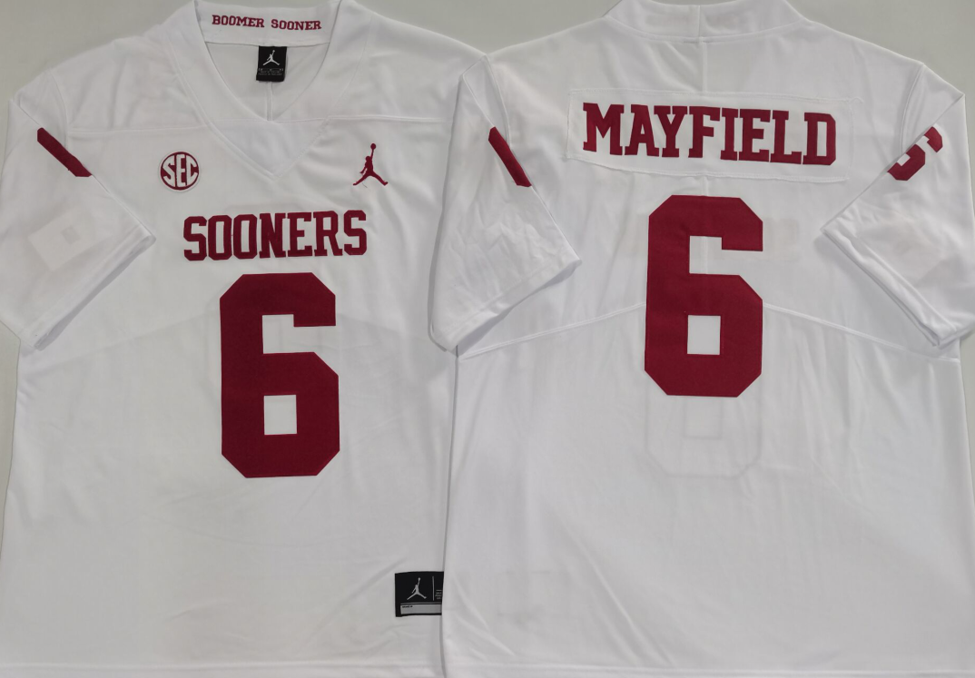 Custom Baker Mayfield #6 Oklahoma Sooners Crimson Black White Limited Football Jersey -All Stitched