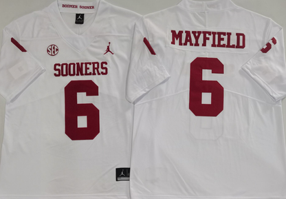 Custom Baker Mayfield #6 Oklahoma Sooners Crimson Black White Limited Football Jersey -All Stitched
