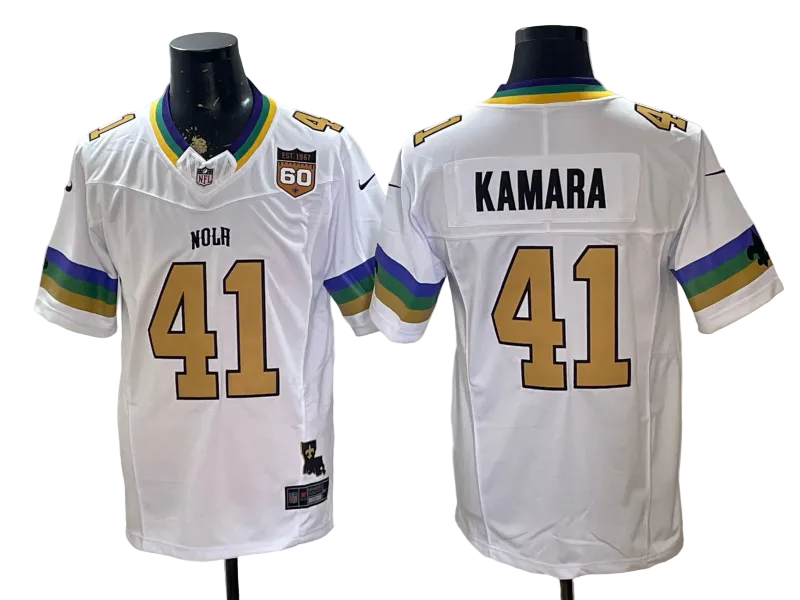 Alvin Kamara Nola EST 1967 60th Patch White Limited Jersey -All Stitched