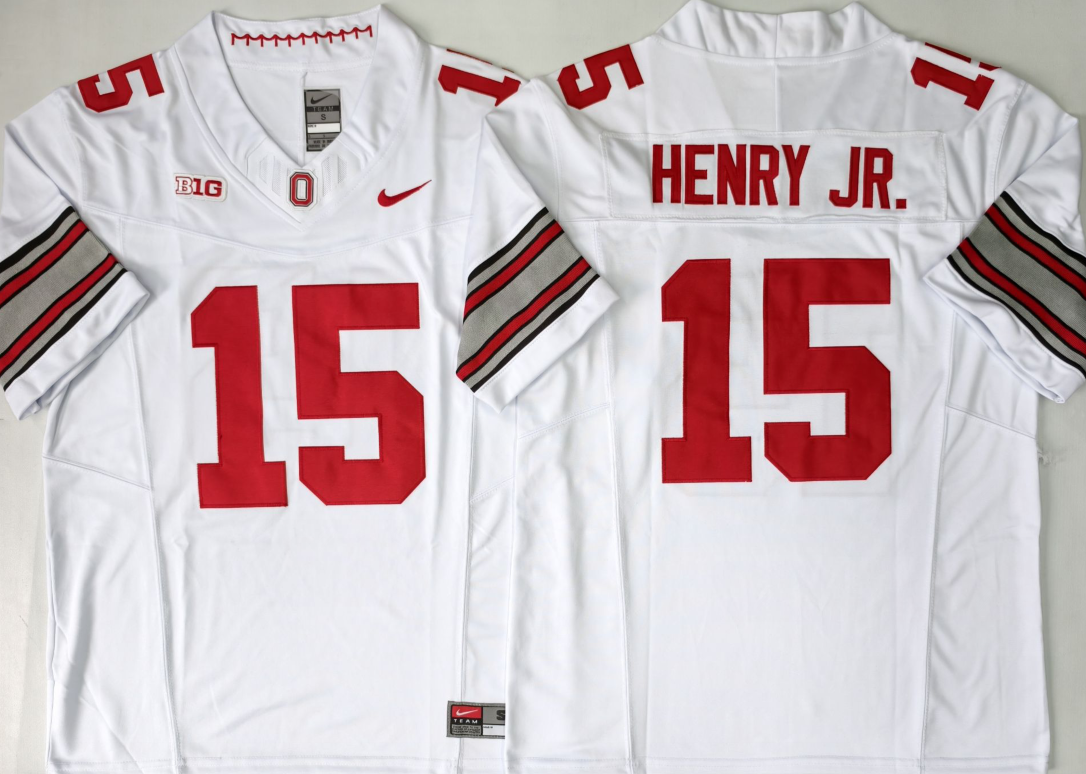 Custom Chris Henry Jr #15 Ohio State Buckeyes Scarlet White Black Limited Football Jersey -All Stitched