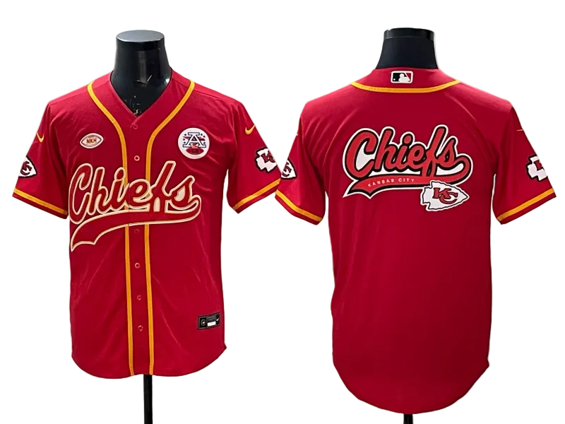 Custom Patrick Mahomes Chiefs Red Stitched Baseball Jersey -All Stitched