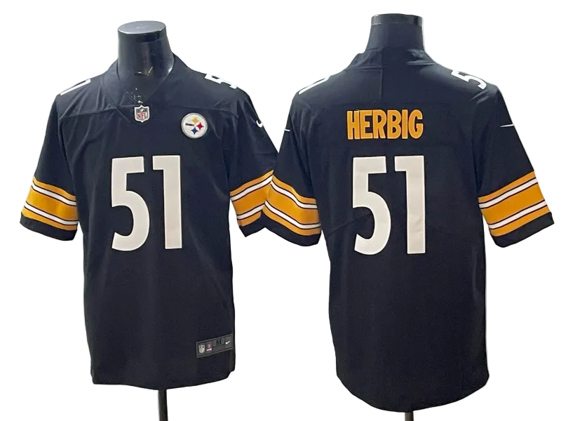 Custom Steelers Black Football Limited Jersey - All Stitched