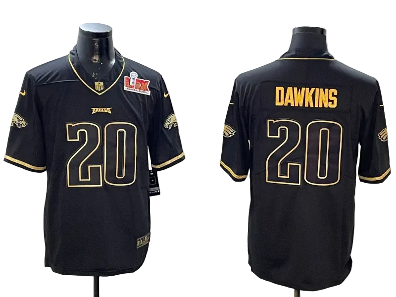 Custom Saquon Barkley Eagles Stranger Things Stuck In The Upside Down Black Gold Limited Jersey -All Stitched