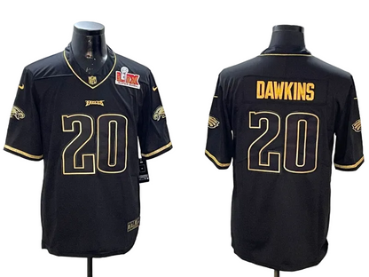 Custom Saquon Barkley Eagles Stranger Things Stuck In The Upside Down Black Gold Limited Jersey -All Stitched