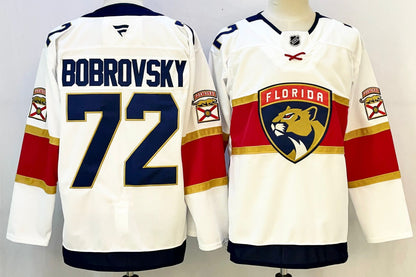 Custom Brady Tkachuk Aleksander Barkov Panthers Away White Hockey Jersey -All Stitched
