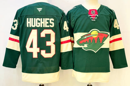 Custom Brock Faber Wild Home Green Hockey Jersey -All Stitched