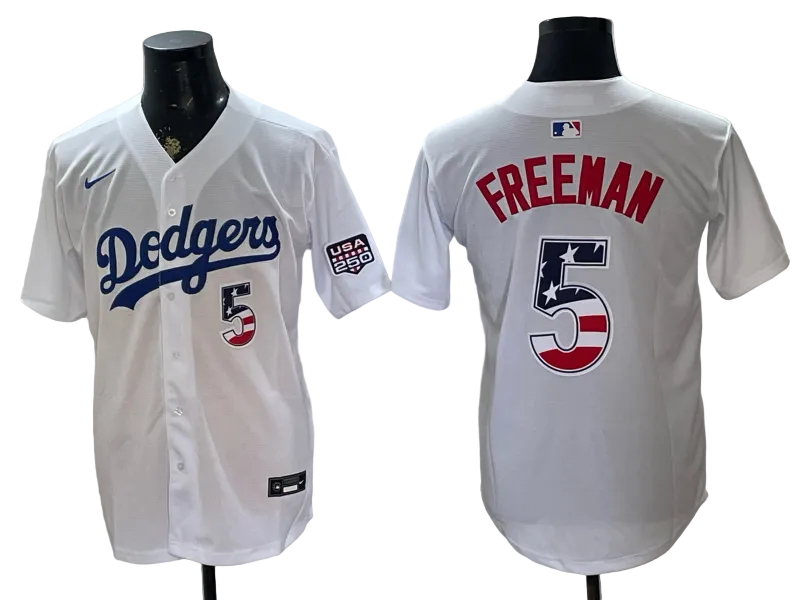 Custom Dodgers White USA 250 Fourth of July Baseball Jersey -All Stitched