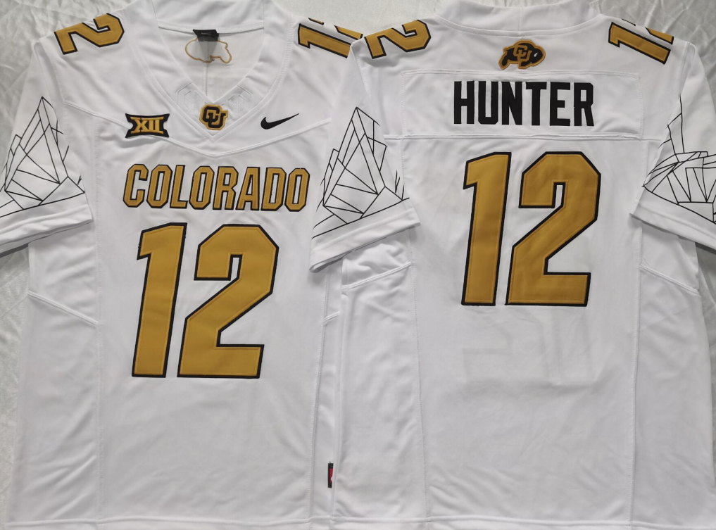 Custom Travis Hunter #12 Colorado Buffaloes White Gray Black Gold Limited Football Jersey -All Stitched