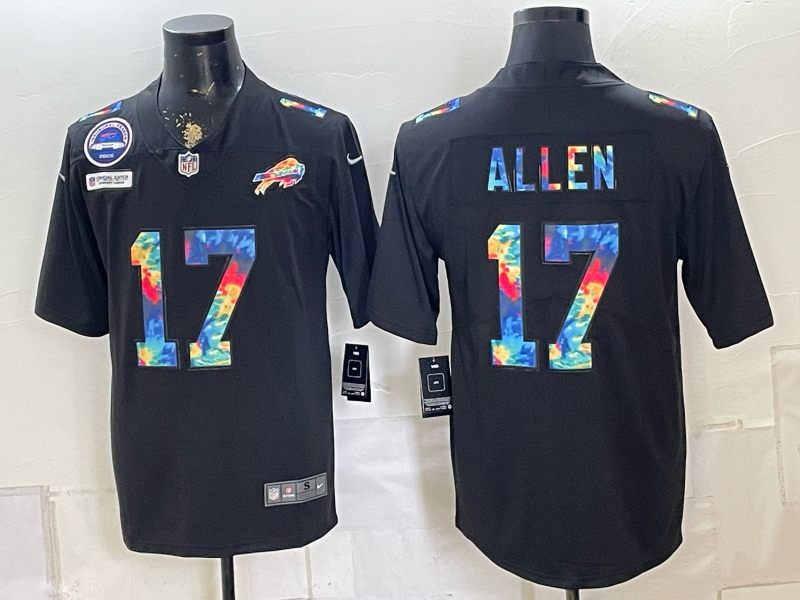 Custom Josh Allen Bills Gold Black Gray Split Limited Jersey -All Stitched