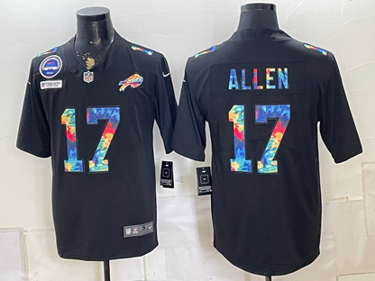 Custom Josh Allen Bills Gold Black Gray Split Limited Jersey -All Stitched