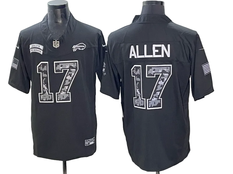 Custom Caleb Downs Tyler Shough Dak Prescott Josh Allen 2026 Salute to Service Retired Black Limited Football Jersey -All Stitched