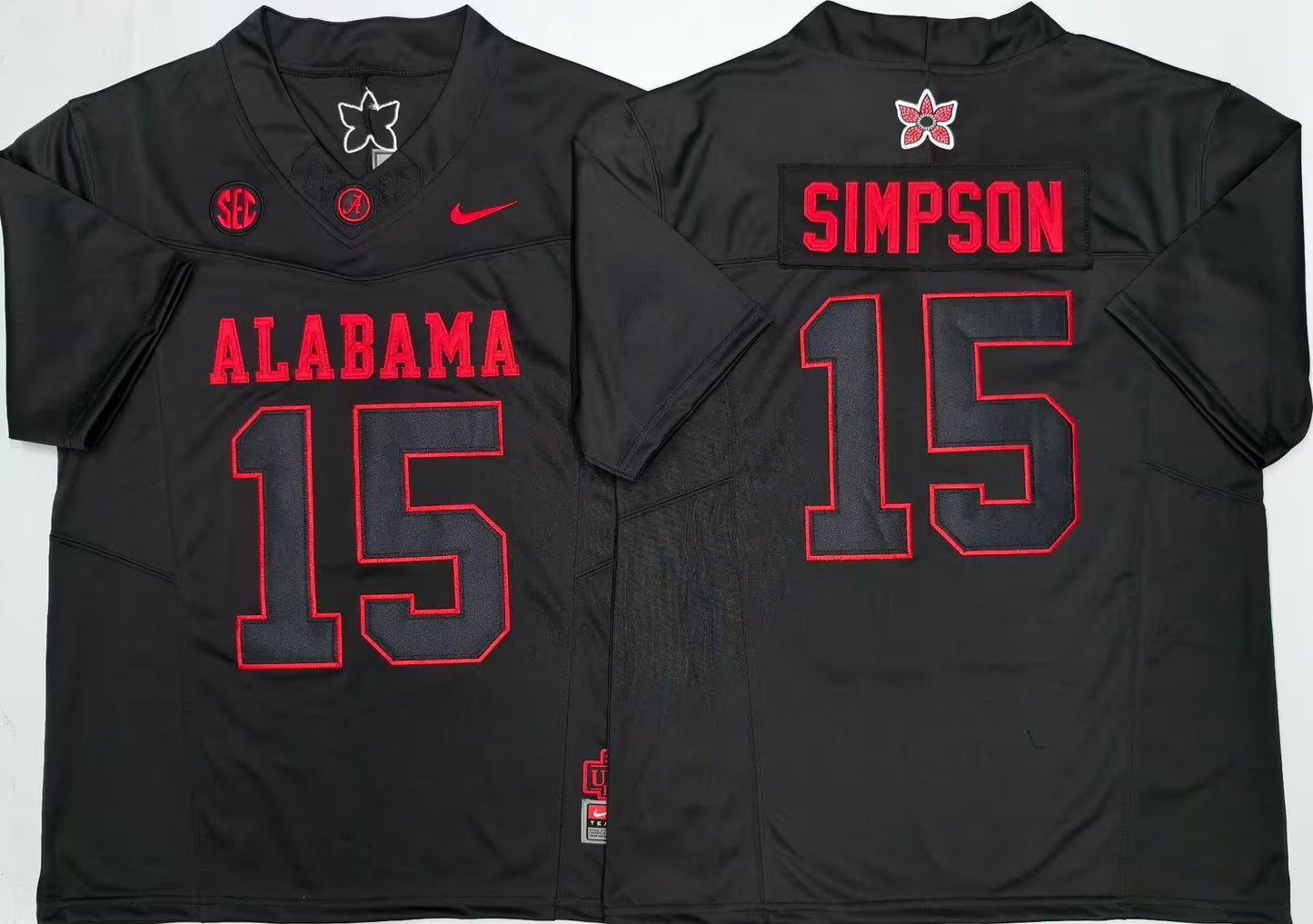 Men's Ty Simpson #15 Alabama Crimson Tide Black Vapor Jersey -All Stitched