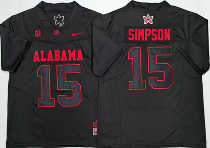Men's Ty Simpson #15 Alabama Crimson Tide Black Vapor Jersey -All Stitched