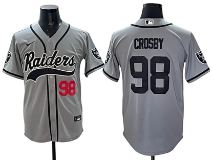 Custom Maxx Crosby Las Vegas Raiders White Black Gray Limited Baseball Jersey -All Stitched