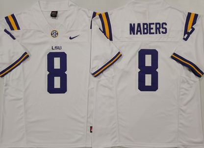 Men's Malik Nabers #8 LSU Tigers Vapor Purple White Football Jersey -All Stitched