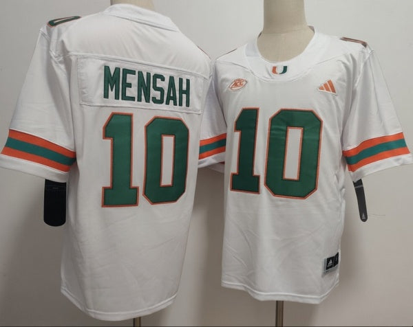 Custom Darian Mensah #10 Miami Hurricanes Green Orange White Limited Football Jersey -All Stitched