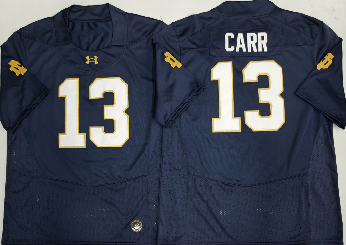 Custom CJ Carr #13 Notre Dame Fighting Irish Green White Navy Limited Football Jersey -All Stitched