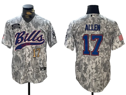 Custom Josh Allen Bills Royal White Cmao Split Stitched Baseball Jersey -All Stitched